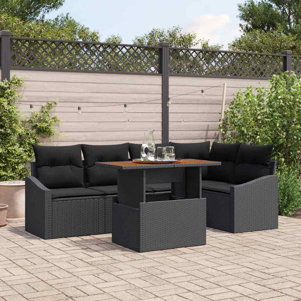Garten Essgruppe mit Kissen 6 pcs Schwarz und Braun
