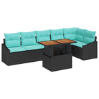 Garten Essgruppe mit Kissen 7 pcs Schwarz und Teal