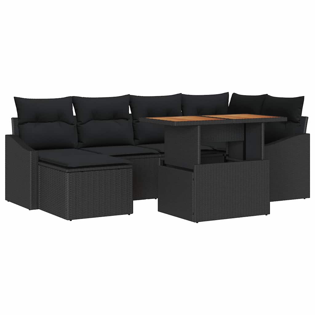 Garten Essgruppe mit Kissen 7 pcs Schwarz und Braun