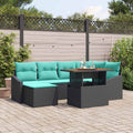 Garten Essgruppe mit Kissen 7 pcs Schwarz und Teal
