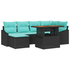 Garten Essgruppe mit Kissen 7 pcs Schwarz und Teal