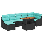 Garten-Sofa-Set mit Kissen 8 pcs Schwarz und Teal