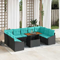Garten Essgruppe mit Kissen 10 pcs Schwarz und Teal