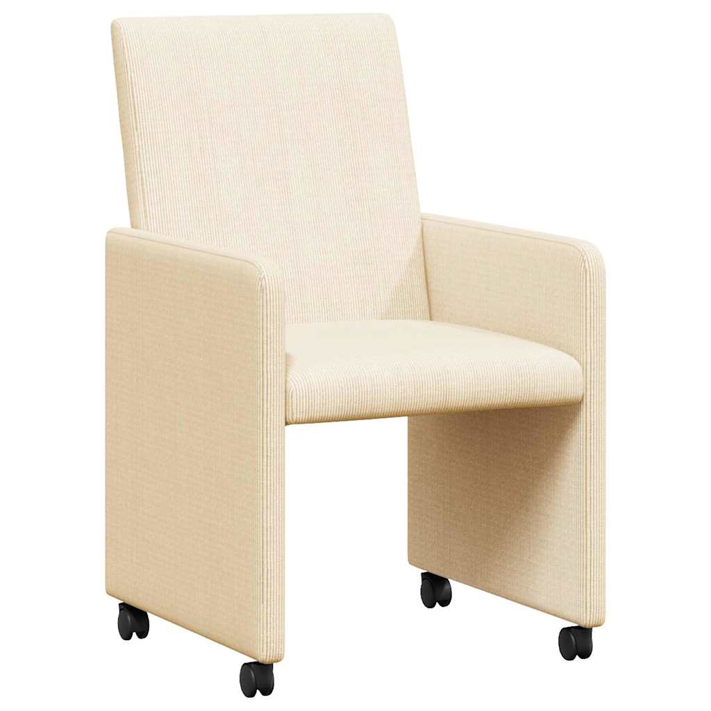 Esszimmerstühle mit Rollen 2 pcs Creme 57 x 66 x 94 cm
