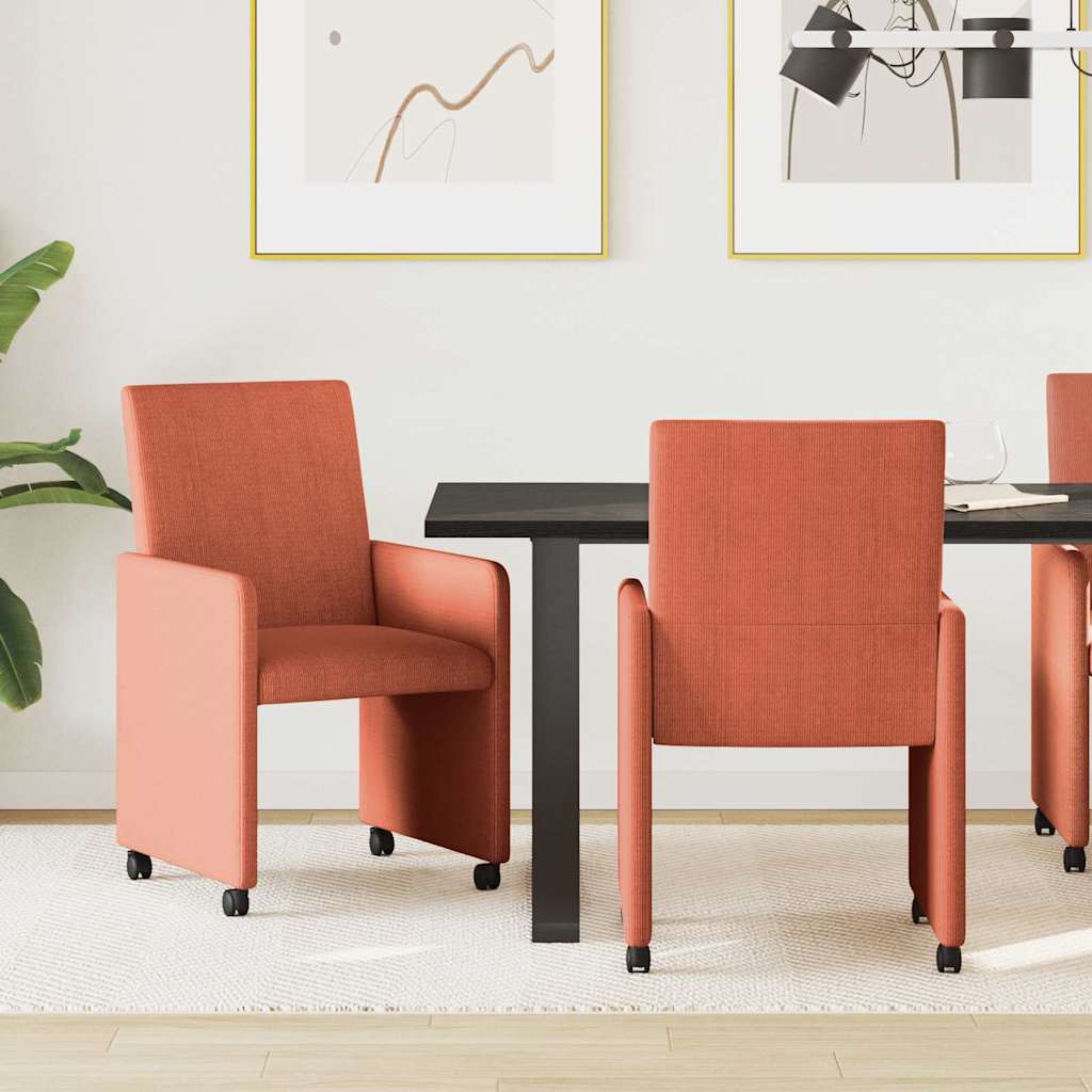 Esszimmerstühle mit Rollen 2 pcs Rot orange 57 x 66 x 94 cm