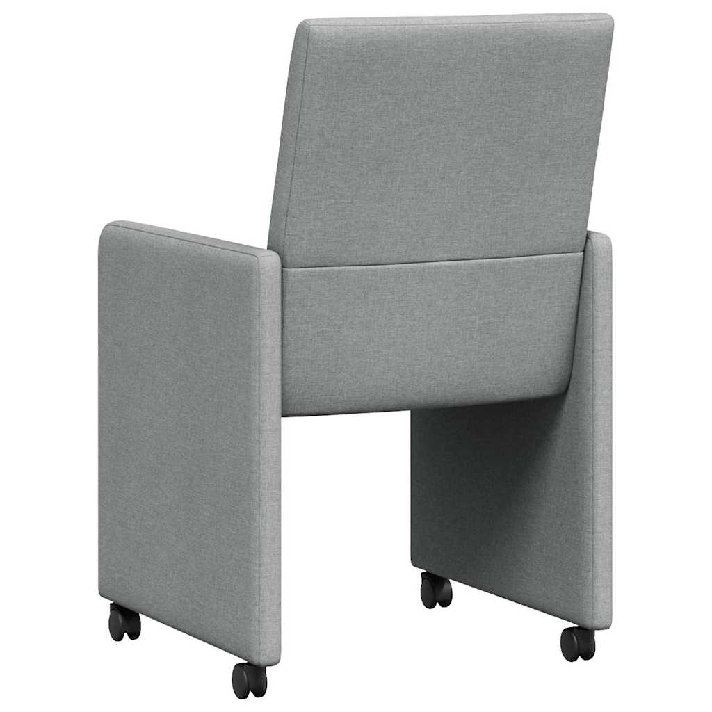 Esszimmerstühle mit Rollen 2 pcs Hellgrau 57 x 66 x 94 cm Stoff