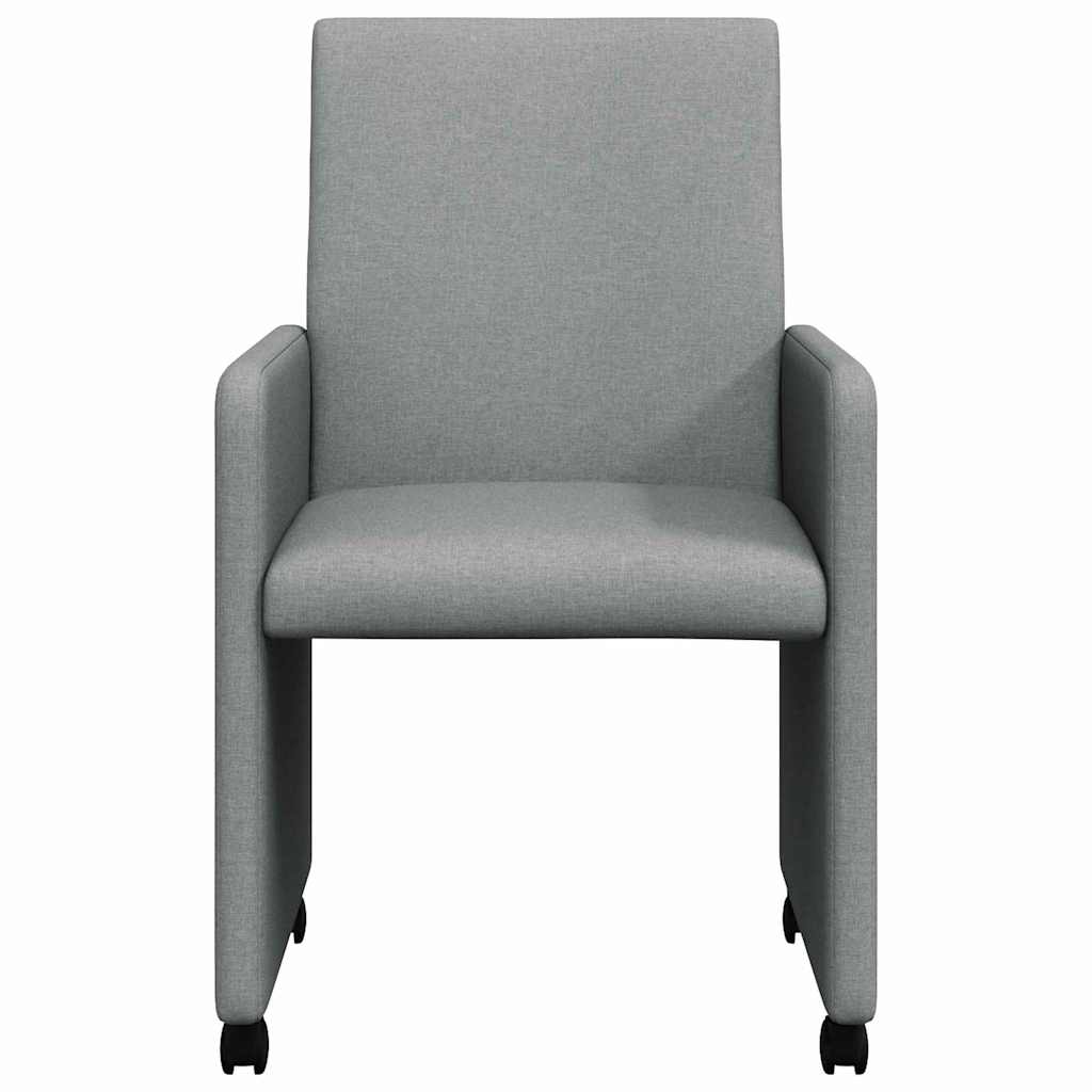 Esszimmerstühle mit Rollen 2 pcs Hellgrau 57 x 66 x 94 cm Stoff