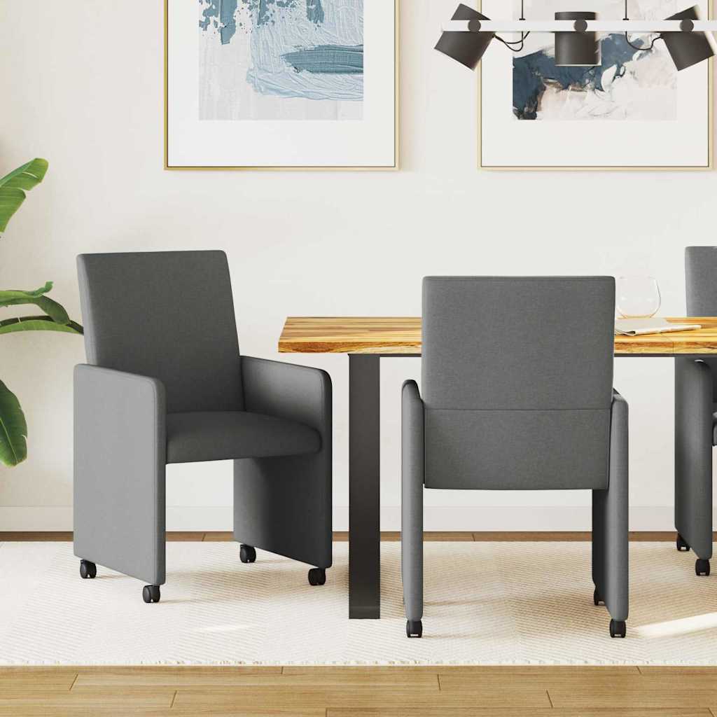 Esszimmerstühle mit Rollen 2 pcs Dunkelgrau 57 x 66 x 94 cm