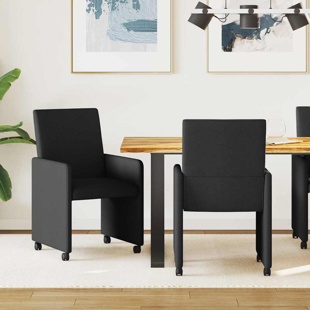 Esszimmerstühle mit Rollen 2 pcs Schwarz 57 x 66 x 94 cm Stoff