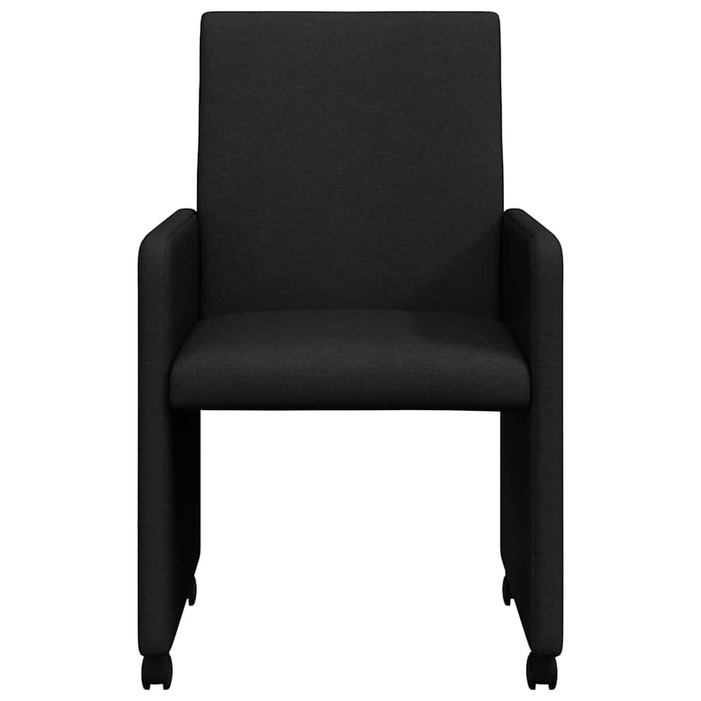 Esszimmerstühle mit Rollen 2 pcs Schwarz 57 x 66 x 94 cm Stoff