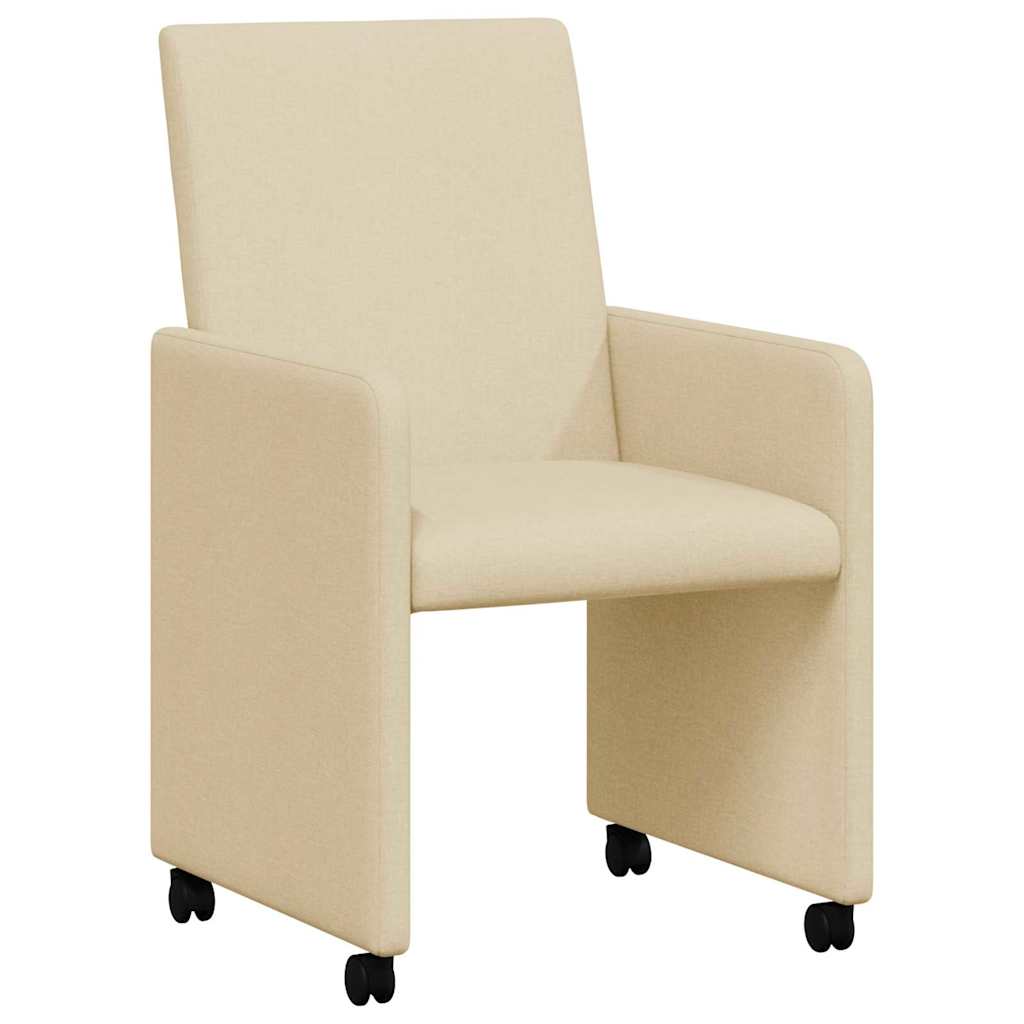 Esszimmerstühle mit Rollen 2 pcs Creme 57 x 66 x 94 cm Stoff