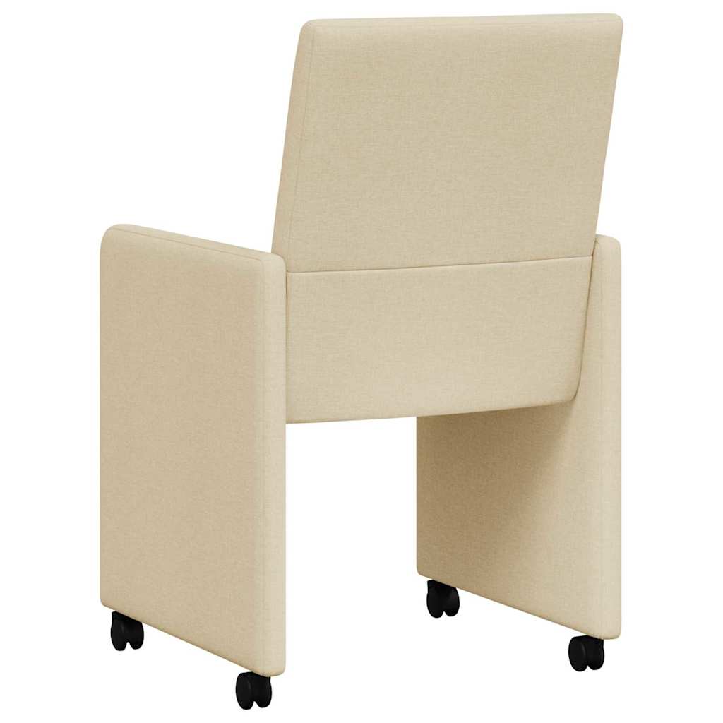 Esszimmerstühle mit Rollen 2 pcs Creme 57 x 66 x 94 cm Stoff