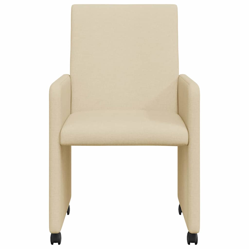 Esszimmerstühle mit Rollen 2 pcs Creme 57 x 66 x 94 cm Stoff