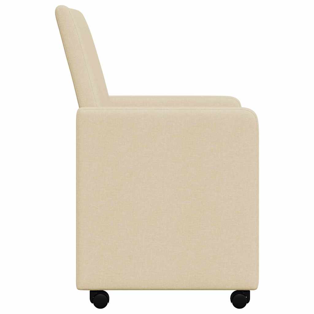 Esszimmerstühle mit Rollen 2 pcs Creme 57 x 66 x 94 cm Stoff