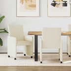 Esszimmerstühle mit Rollen 2 pcs Creme 57 x 66 x 94 cm