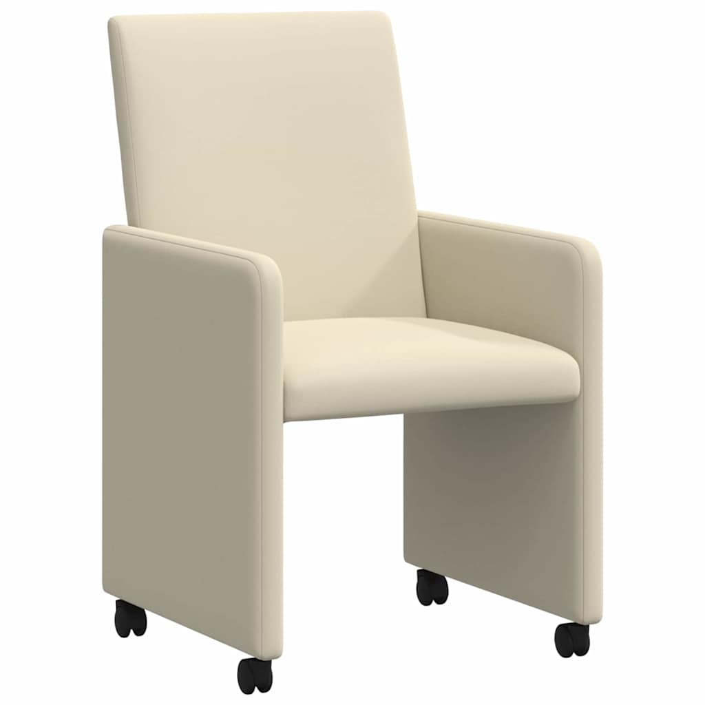Esszimmerstühle mit Rollen 2 pcs Creme 57 x 66 x 94 cm