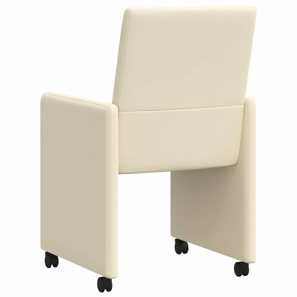 Esszimmerstühle mit Rollen 2 pcs Creme 57 x 66 x 94 cm