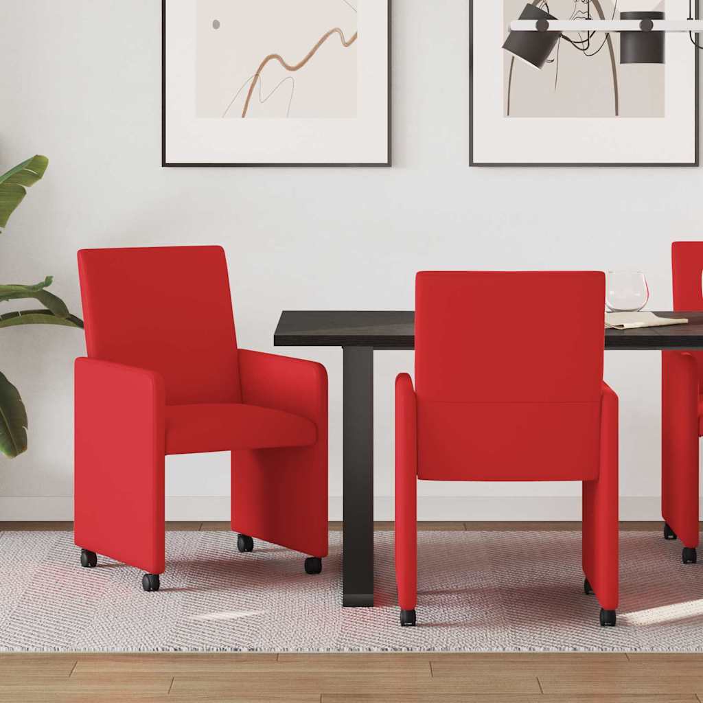 Esszimmerstühle mit Rollen 2 pcs Rot 57 x 66 x 94 cm Kunstleder