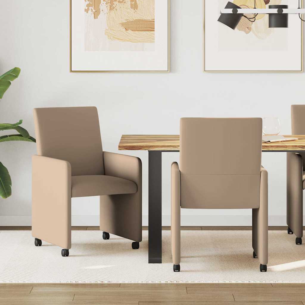 Esszimmerstühle mit Rollen 2 pcs Cappuccino 57 x 66 x 94 cm