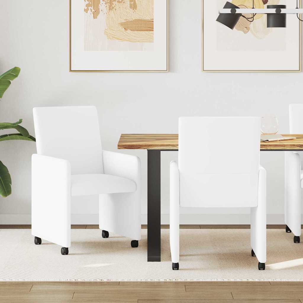 Esszimmerstühle mit Rollen 2 pcs Weiß 57 x 66 x 94 cm