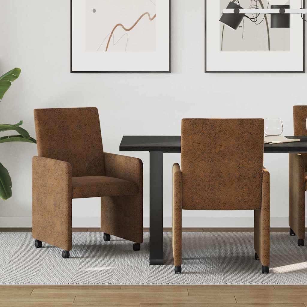 Esszimmerstühle mit Rollen 2 pcs Braun 57 x 66 x 94 cm