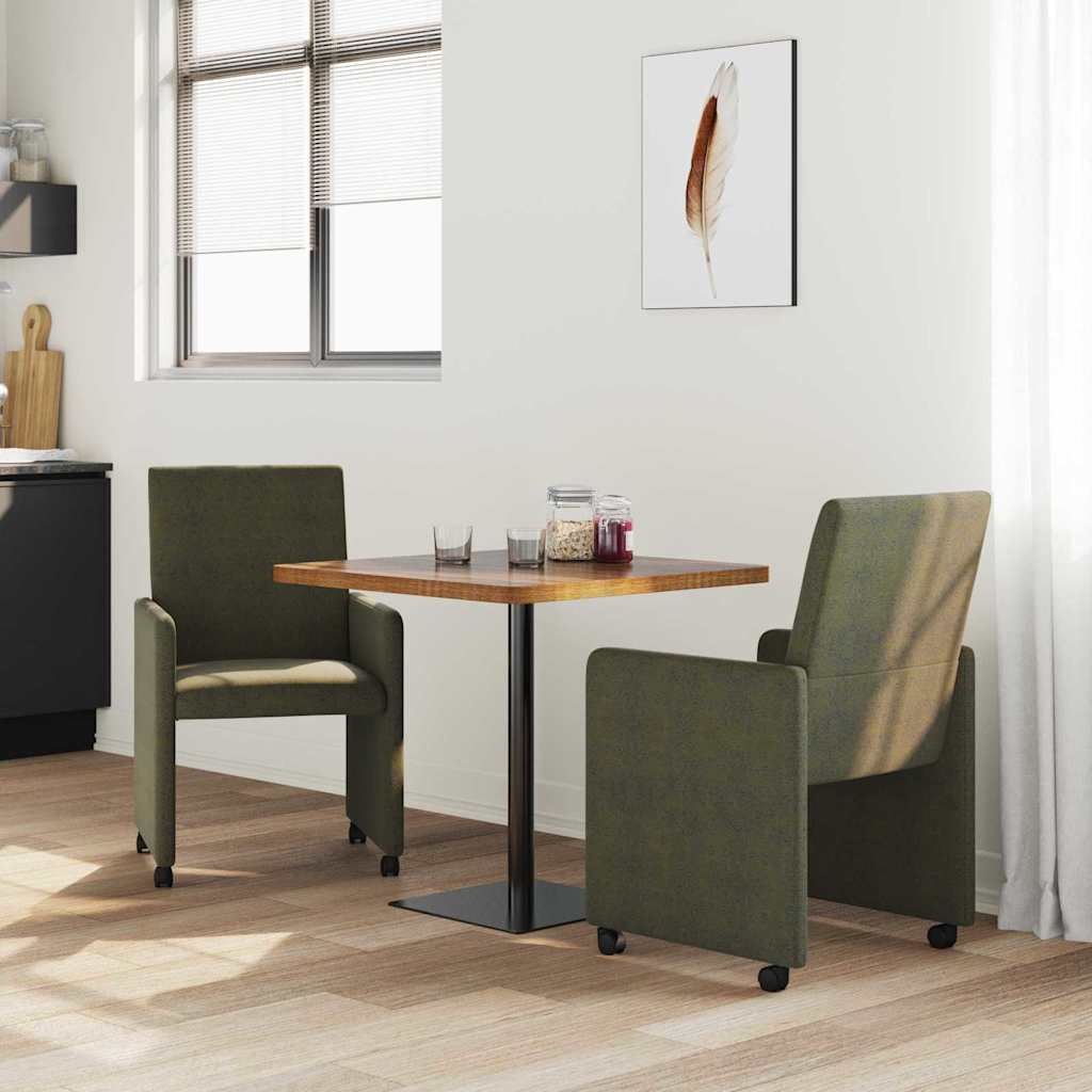 Esszimmerstühle mit Rollen 2 pcs Armeegrün 57 x 66 x 94 cm