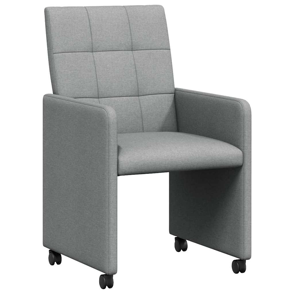 Esszimmerstühle mit Rollen 2 pcs Hellgrau 58 x 65 x 94 cm Stoff