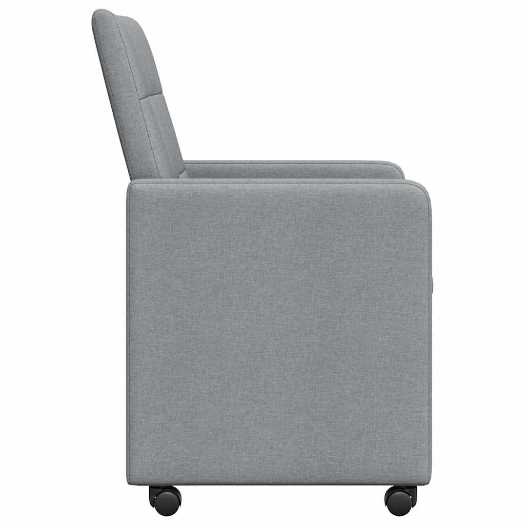 Esszimmerstühle mit Rollen 2 pcs Hellgrau 58 x 65 x 94 cm Stoff