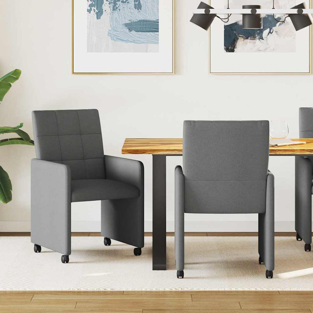 Esszimmerstühle mit Rollen 2 pcs Dunkelgrau 58 x 65 x 94 cm