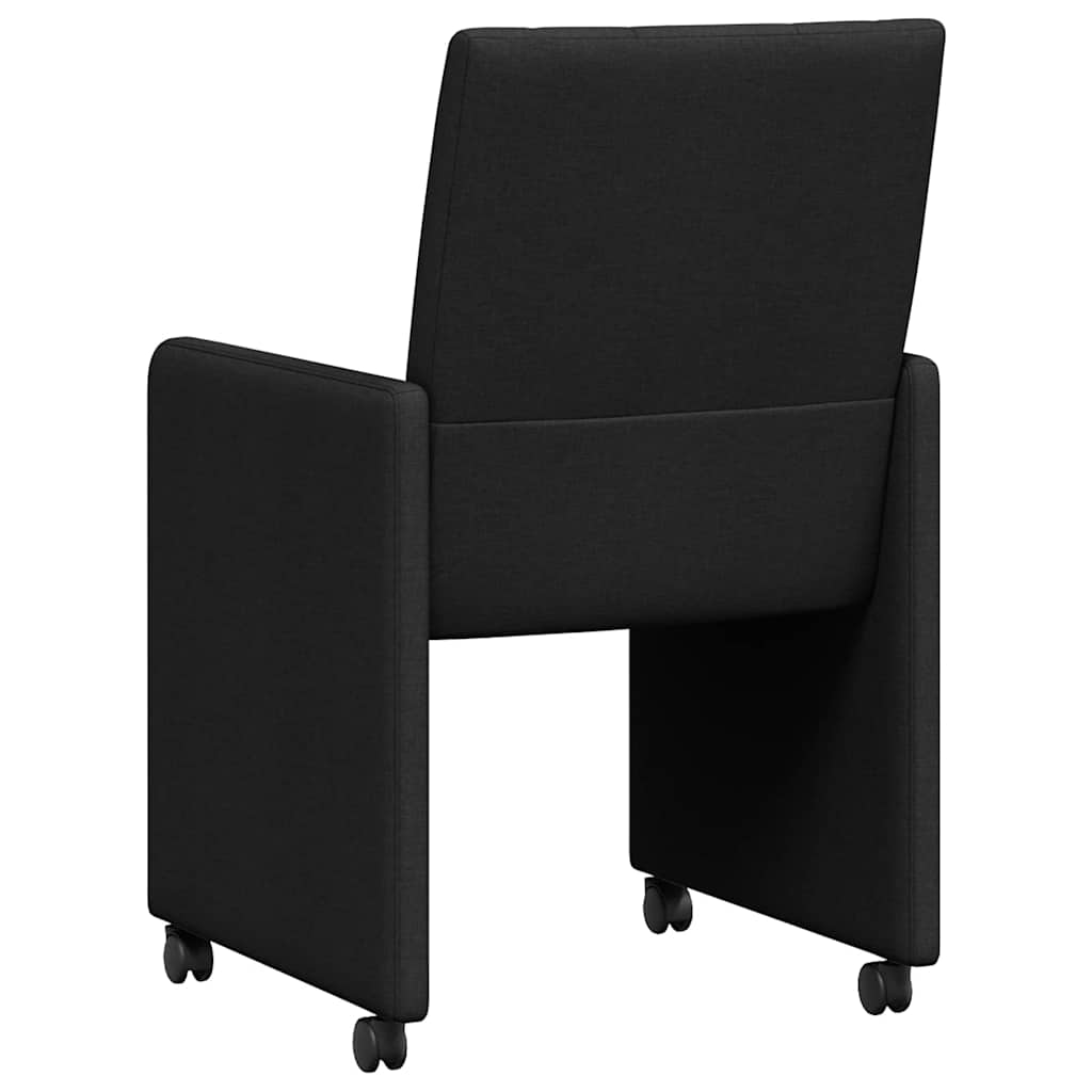 Esszimmerstühle mit Rollen 2 pcs Schwarz 58 x 65 x 94 cm Stoff