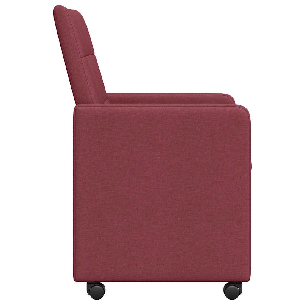 Esszimmerstühle mit Rollen 2 pcs Weinrot 58 x 65 x 94 cm Stoff