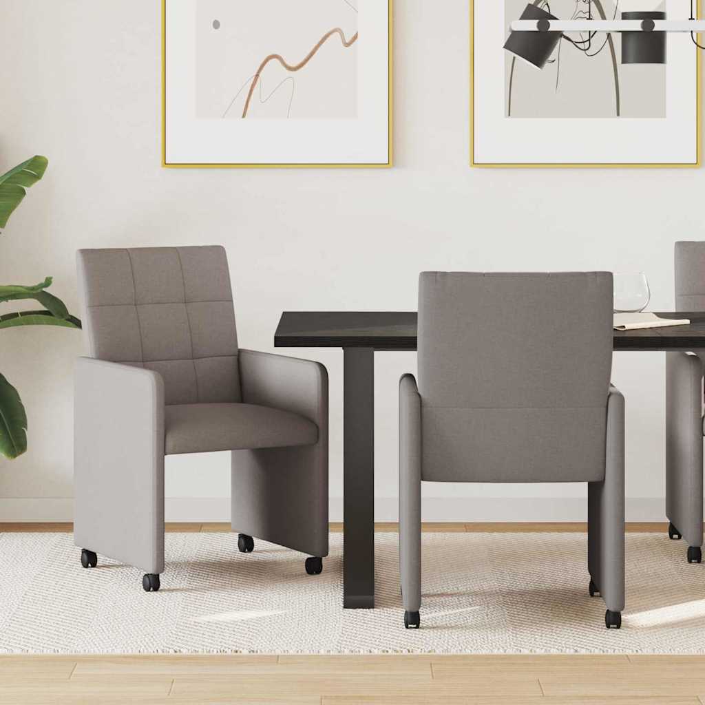 Esszimmerstühle mit Rollen 2 pcs Taupe 58 x 65 x 94 cm Stoff