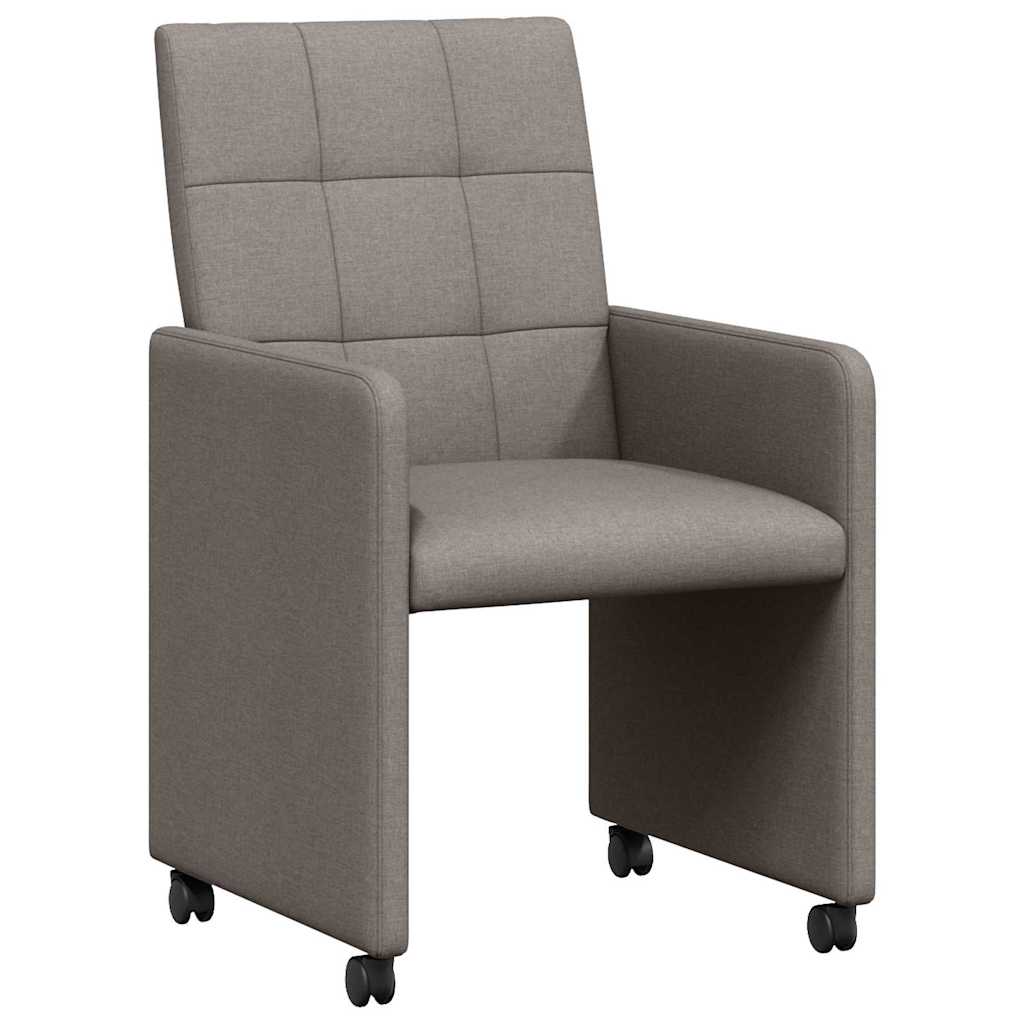 Esszimmerstühle mit Rollen 2 pcs Taupe 58 x 65 x 94 cm Stoff