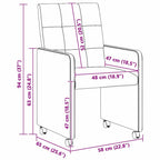 Esszimmerstühle mit Rollen 2 pcs Taupe 58 x 65 x 94 cm Stoff