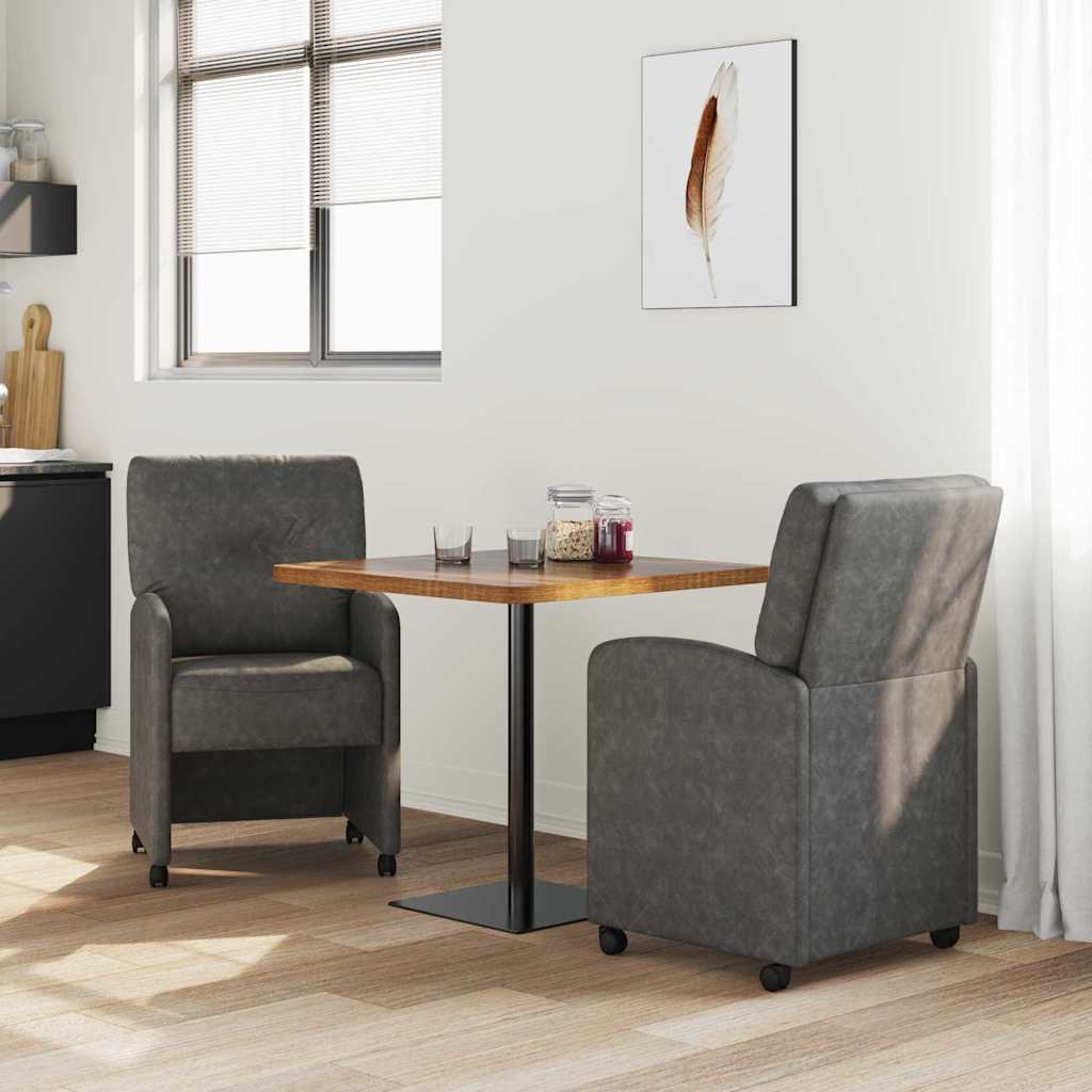 Esszimmerstühle mit Rollen 2 pcs Schwarz 57 x 67 x 95 cm