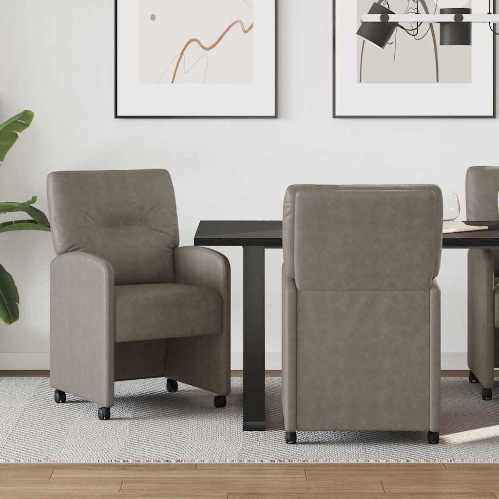 Esszimmerstühle mit Rollen 2 pcs Grau 57 x 67 x 95 cm