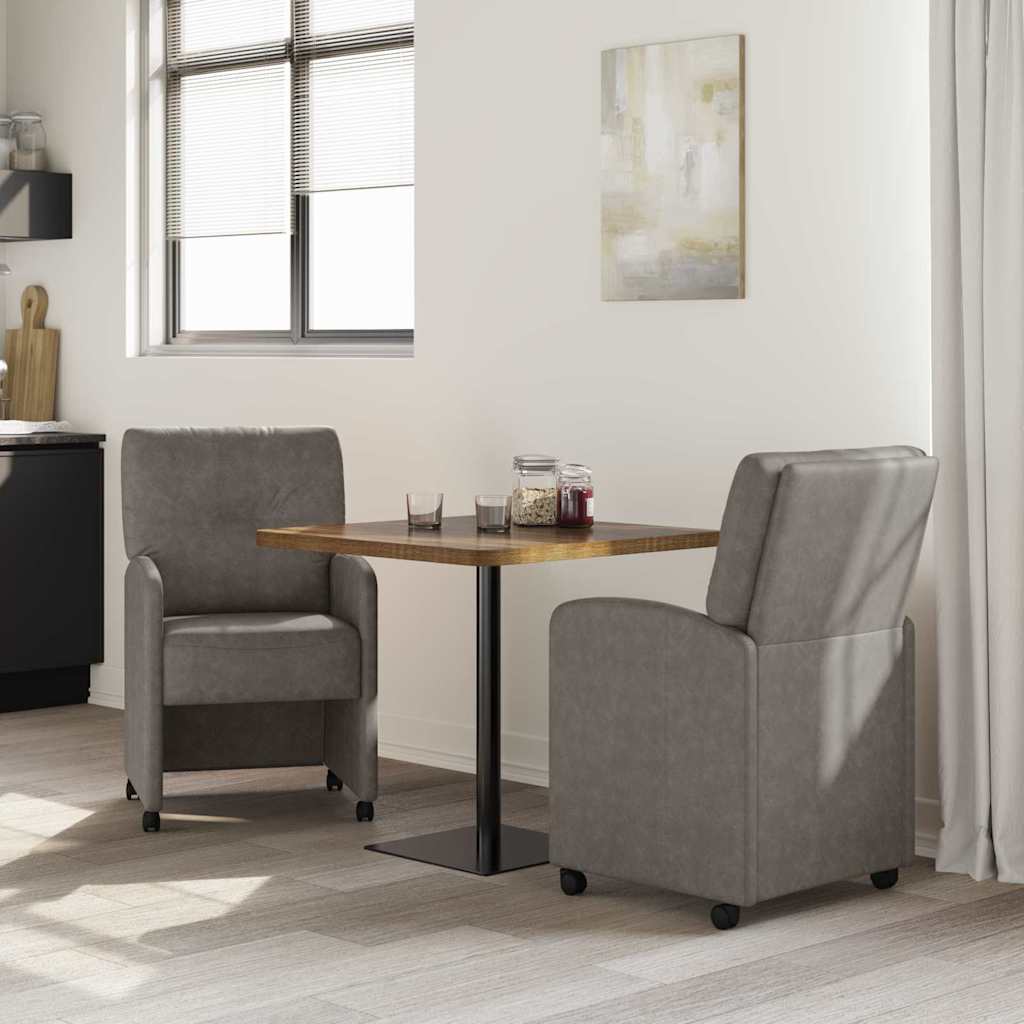 Esszimmerstühle mit Rollen 2 pcs Grau 57 x 67 x 95 cm