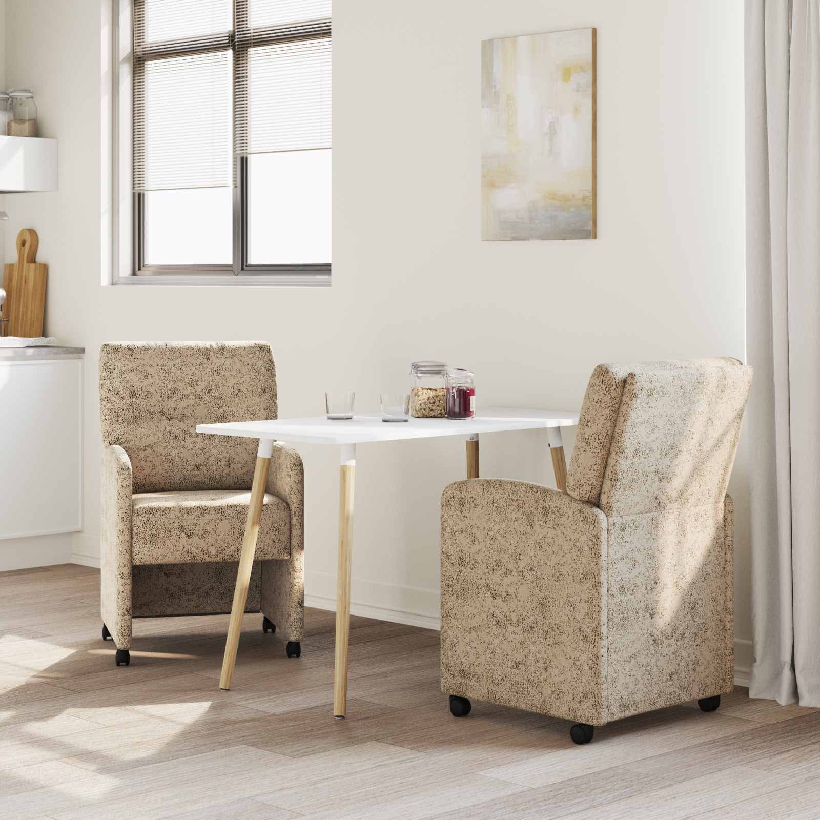 Esszimmerstühle mit Rollen 2 pcs Hellgrau 57 x 67 x 95 cm