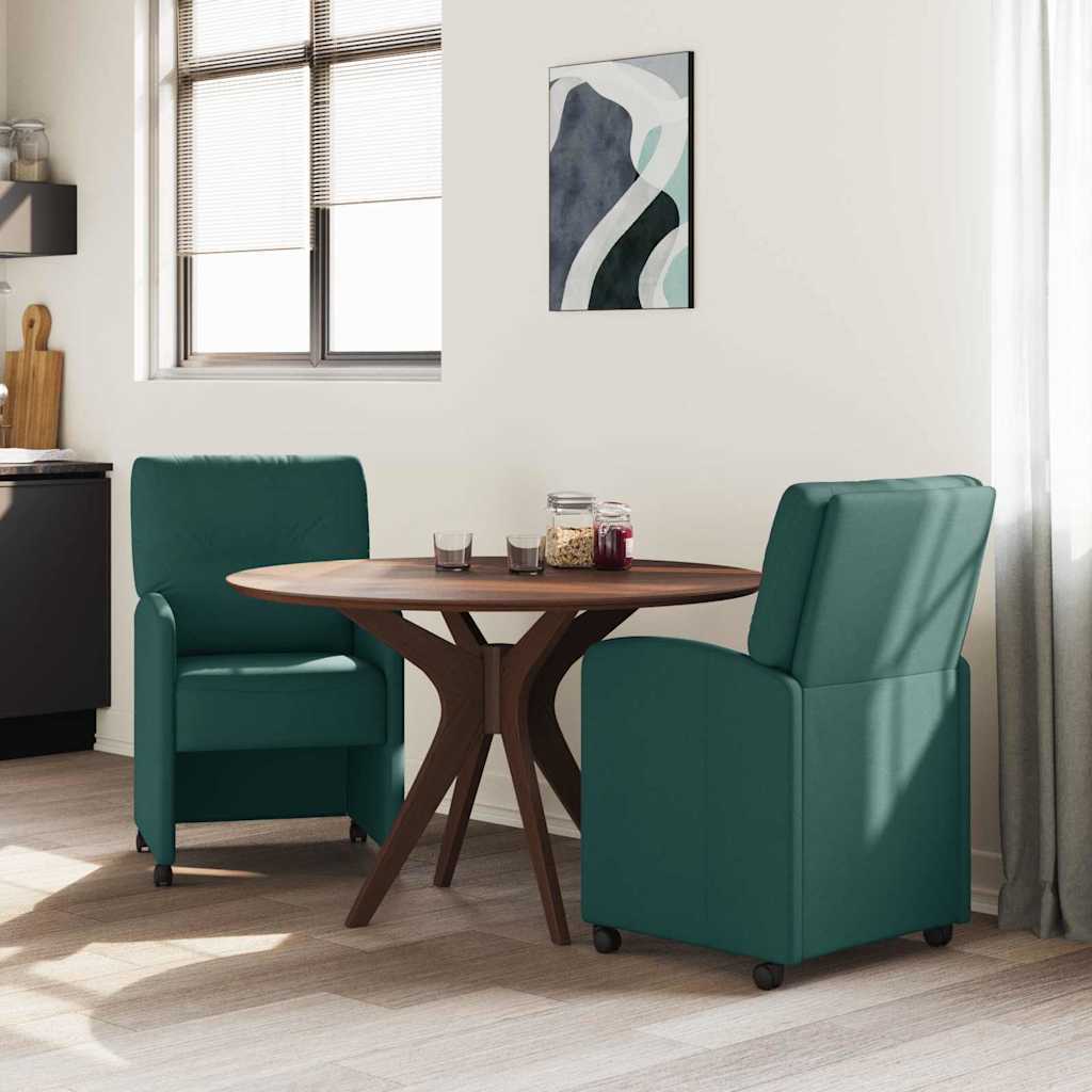Esszimmerstühle mit Rollen 2 pcs Dunkelgrün 57 x 67 x 95 cm