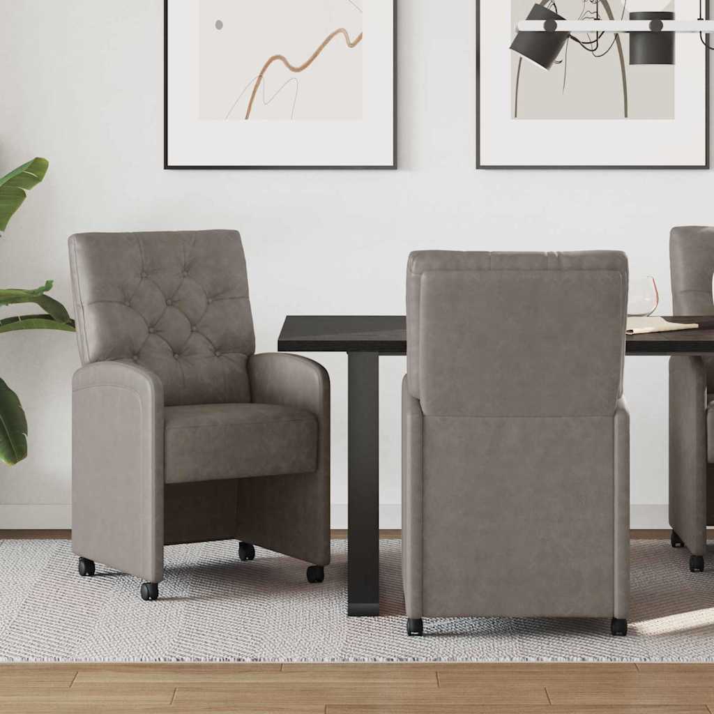 Esszimmerstühle mit Rollen 2 pcs Grau 58 x 67 x 97 cm