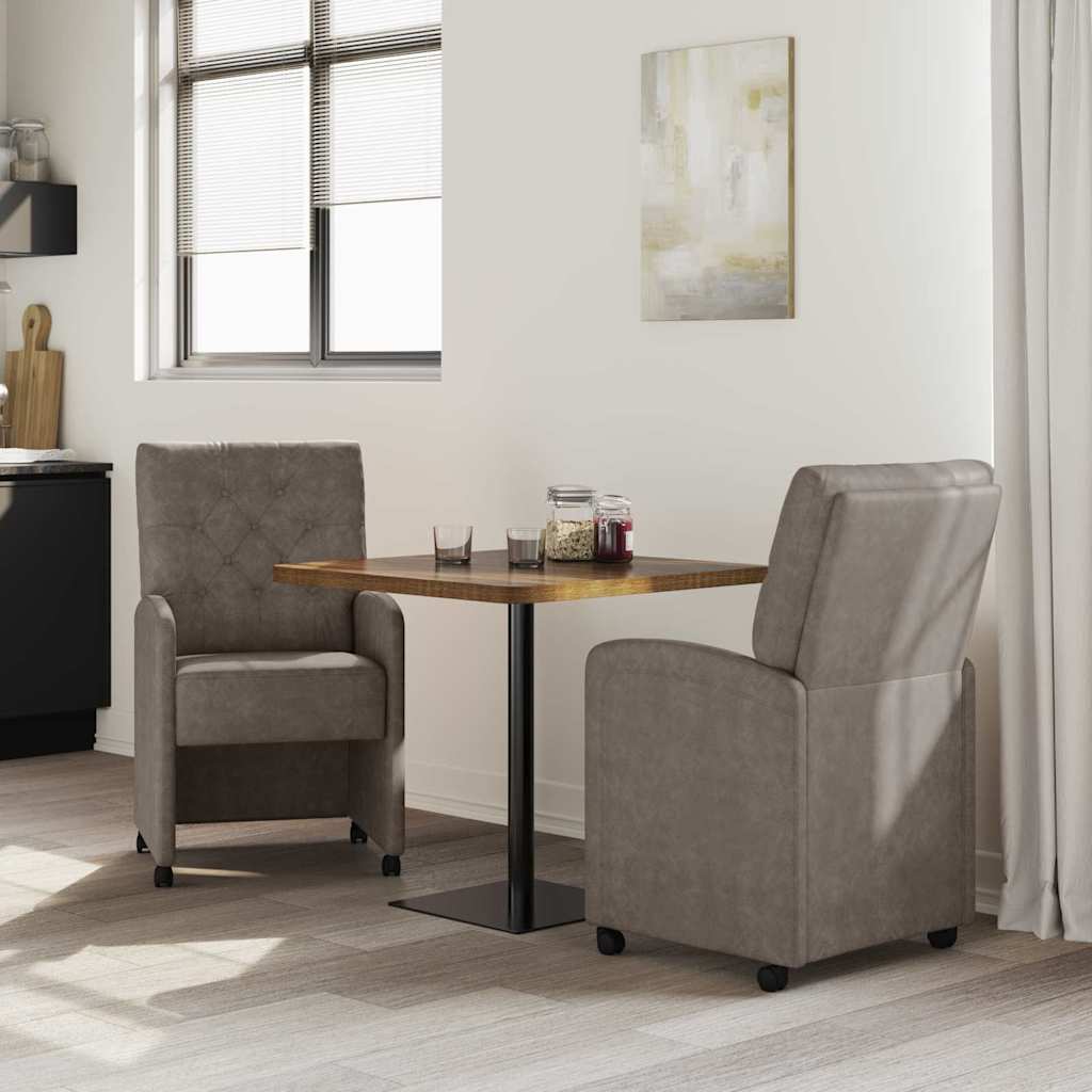 Esszimmerstühle mit Rollen 2 pcs Grau 58 x 67 x 97 cm