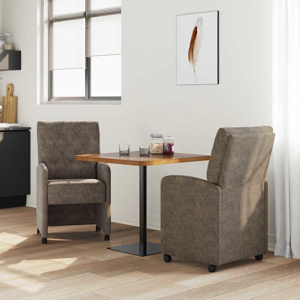 Esszimmerstühle mit Rollen 2 pcs Dunkelgrau 58 x 67 x 97 cm