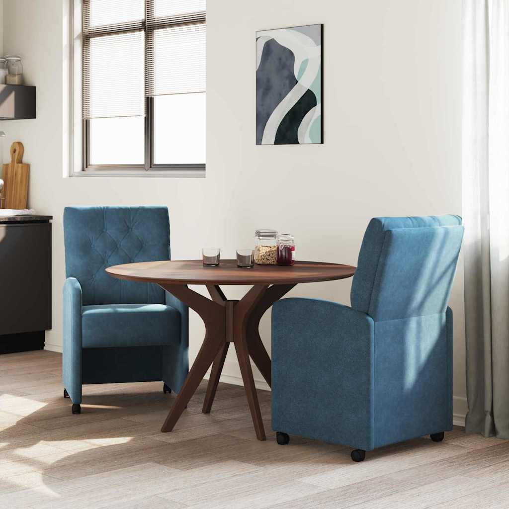 Esszimmerstühle mit Rollen 2 pcs Blau 58 x 67 x 97 cm Samt
