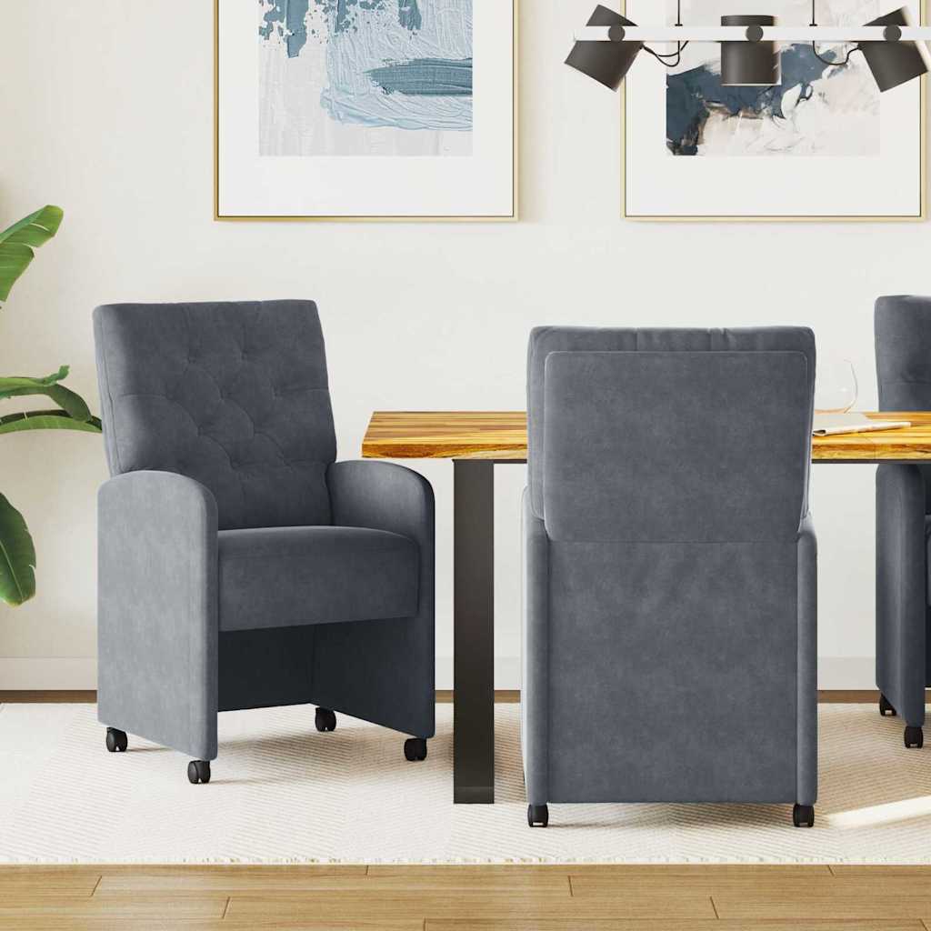 Esszimmerstühle mit Rollen 2 pcs Dunkelgrau 58 x 67 x 97 cm