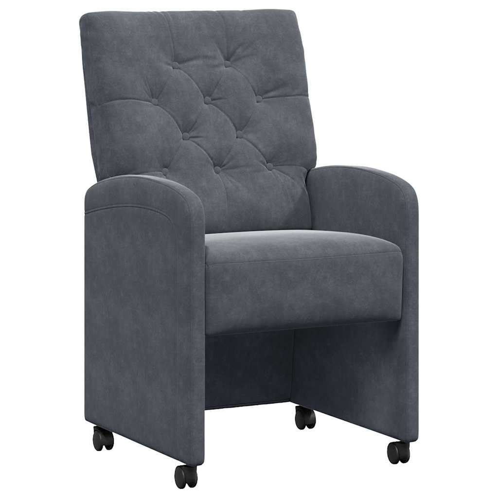 Esszimmerstühle mit Rollen 2 pcs Dunkelgrau 58 x 67 x 97 cm