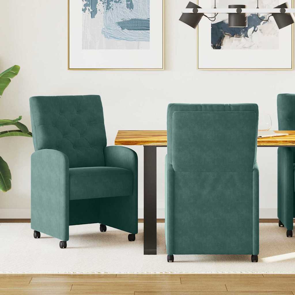Esszimmerstühle mit Rollen 2 pcs Dunkelgrün 58 x 67 x 97 cm