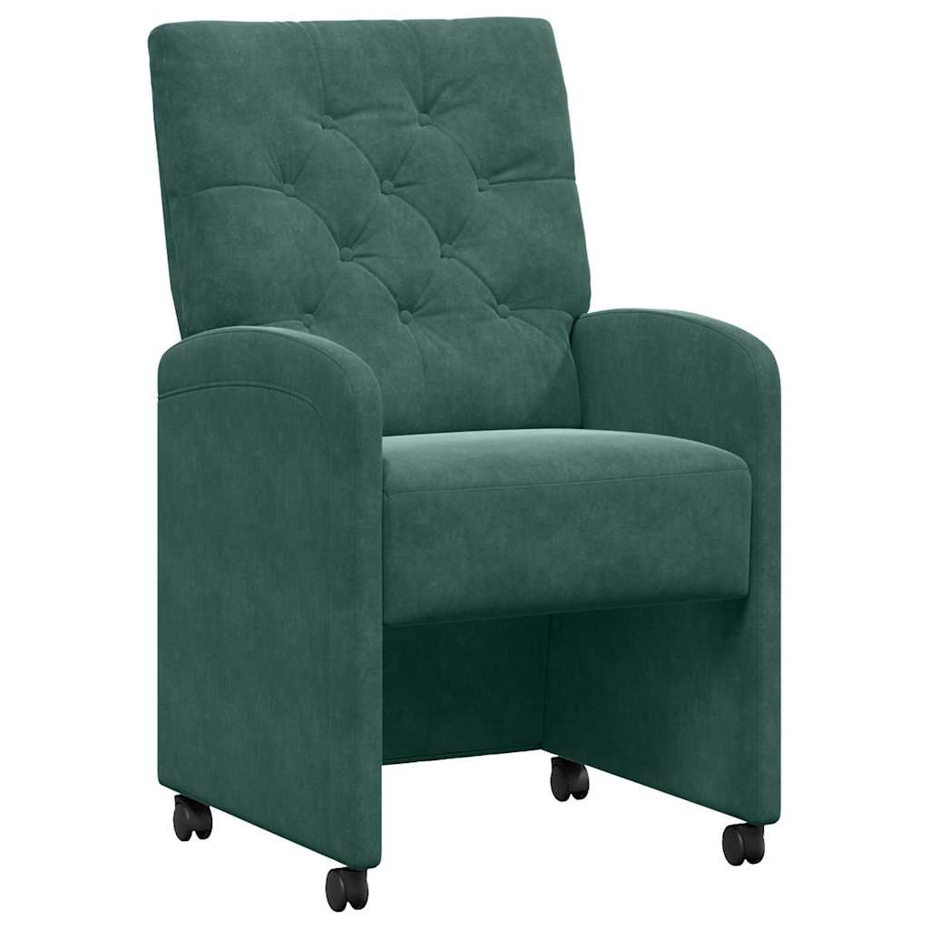 Esszimmerstühle mit Rollen 2 pcs Dunkelgrün 58 x 67 x 97 cm