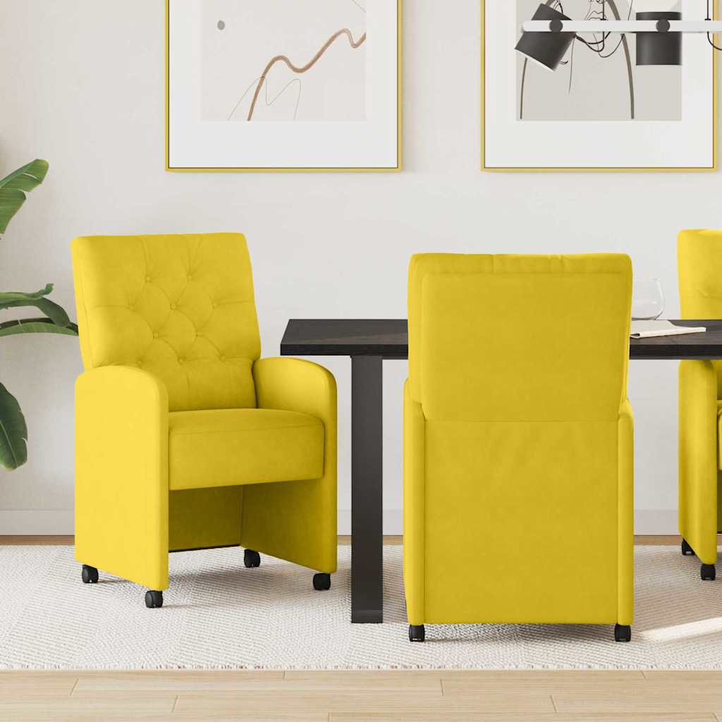 Esszimmerstühle mit Rollen 2 pcs Gelb 58 x 67 x 97 cm Samt