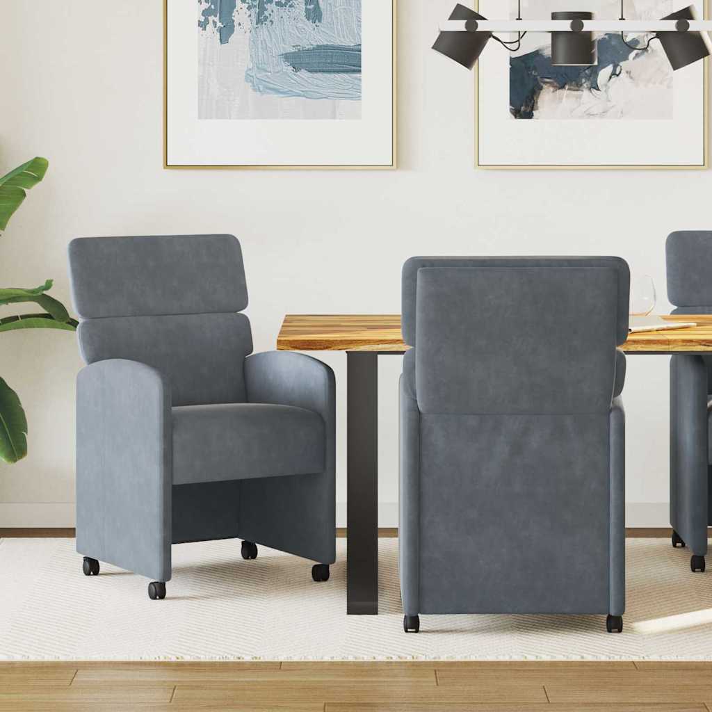 Esszimmerstühle mit Rollen 2 pcs Dunkelgrau 58 x 65 x 98 cm