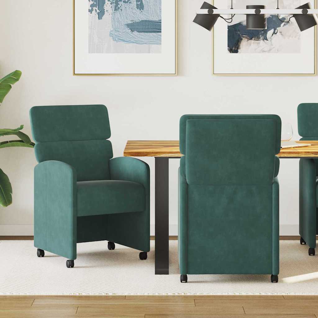 Esszimmerstühle mit Rollen 2 pcs Dunkelgrün 58 x 65 x 98 cm
